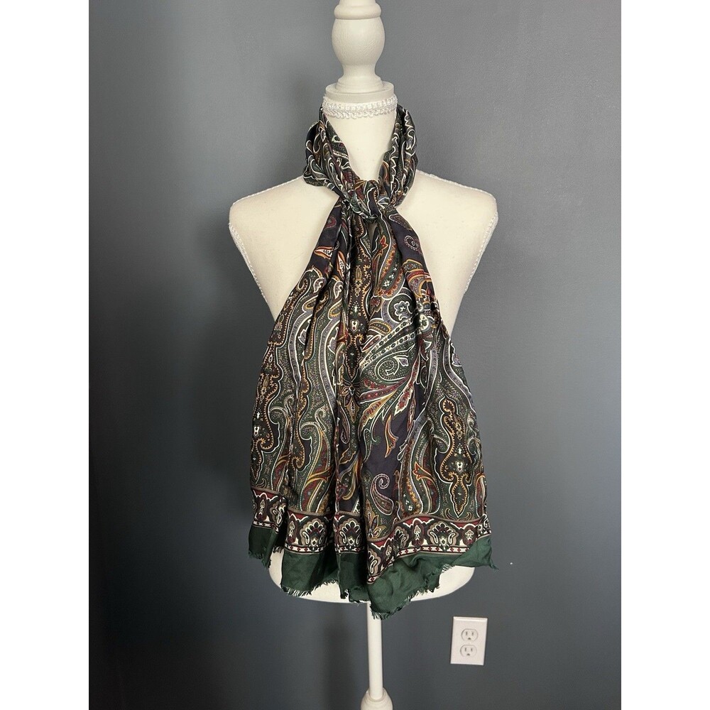 Vintage Silko Milano Italian Silk Paisley Scarf Fall Preppy Classic Old Money